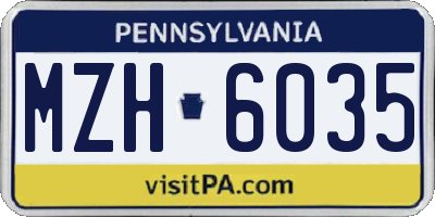 PA license plate MZH6035