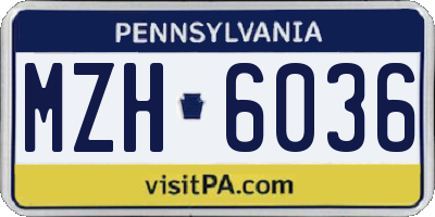 PA license plate MZH6036