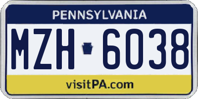 PA license plate MZH6038