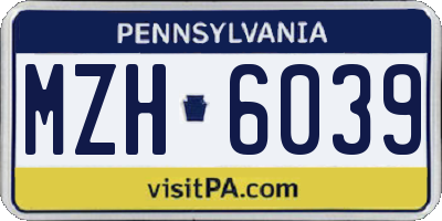 PA license plate MZH6039