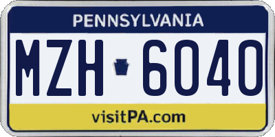 PA license plate MZH6040