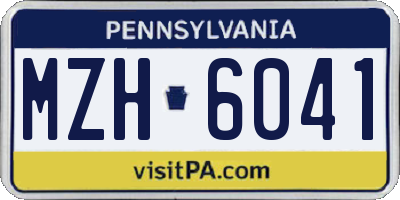 PA license plate MZH6041