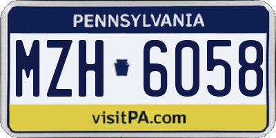 PA license plate MZH6058