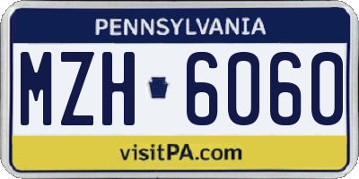 PA license plate MZH6060