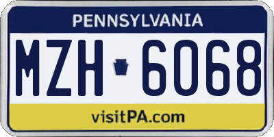 PA license plate MZH6068