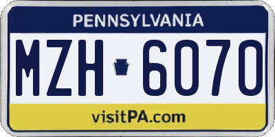 PA license plate MZH6070