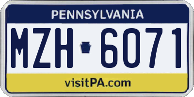 PA license plate MZH6071