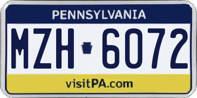 PA license plate MZH6072