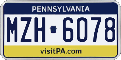 PA license plate MZH6078