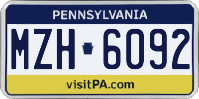 PA license plate MZH6092