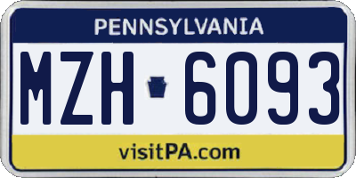 PA license plate MZH6093