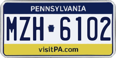 PA license plate MZH6102