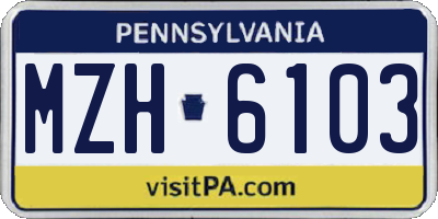 PA license plate MZH6103
