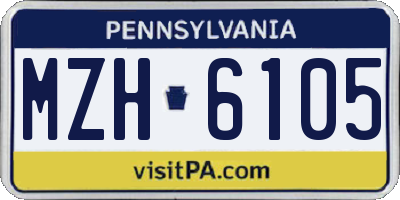 PA license plate MZH6105
