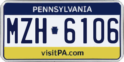 PA license plate MZH6106