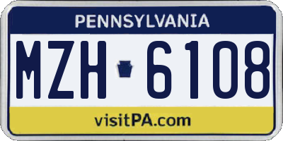 PA license plate MZH6108