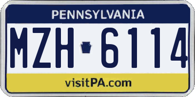 PA license plate MZH6114