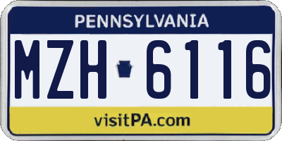 PA license plate MZH6116