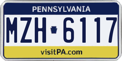 PA license plate MZH6117