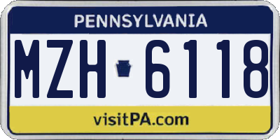 PA license plate MZH6118