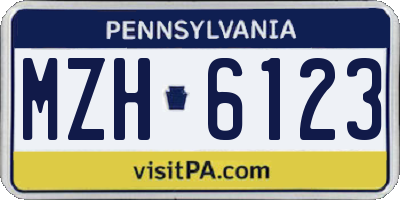 PA license plate MZH6123