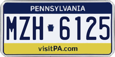 PA license plate MZH6125
