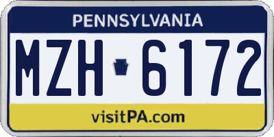 PA license plate MZH6172