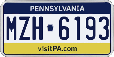 PA license plate MZH6193