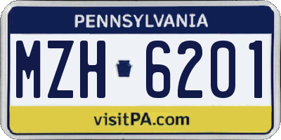 PA license plate MZH6201