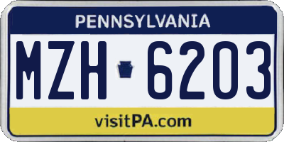 PA license plate MZH6203