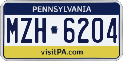 PA license plate MZH6204