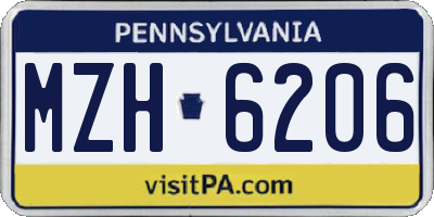 PA license plate MZH6206