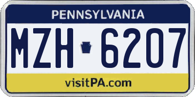 PA license plate MZH6207