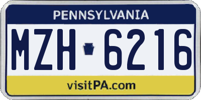 PA license plate MZH6216