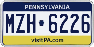 PA license plate MZH6226