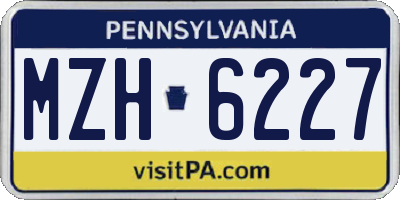 PA license plate MZH6227