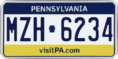 PA license plate MZH6234