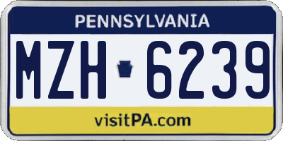 PA license plate MZH6239