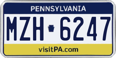PA license plate MZH6247