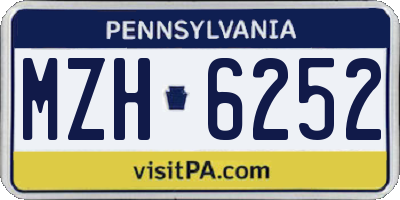 PA license plate MZH6252