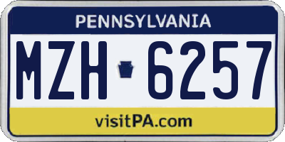 PA license plate MZH6257