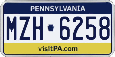 PA license plate MZH6258