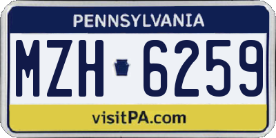 PA license plate MZH6259