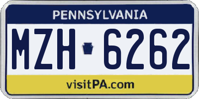 PA license plate MZH6262