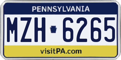 PA license plate MZH6265