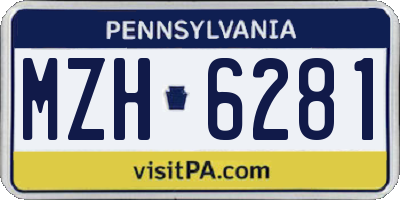 PA license plate MZH6281