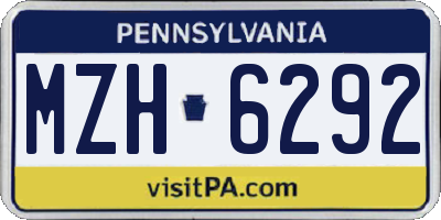 PA license plate MZH6292