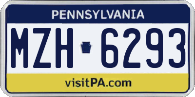 PA license plate MZH6293