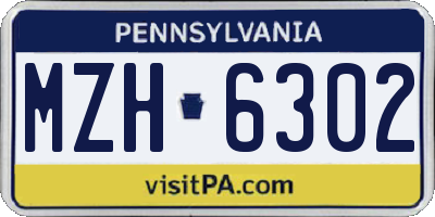 PA license plate MZH6302