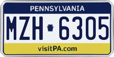 PA license plate MZH6305